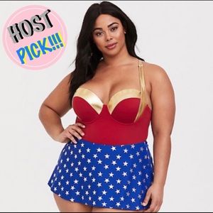 Torrid Gold and Red One Piece Swimsuit